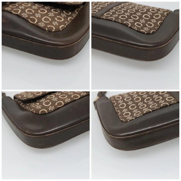 CELINE C Macadam Canvas Shoulder Bag Brown Gold - Picture 16 of 16